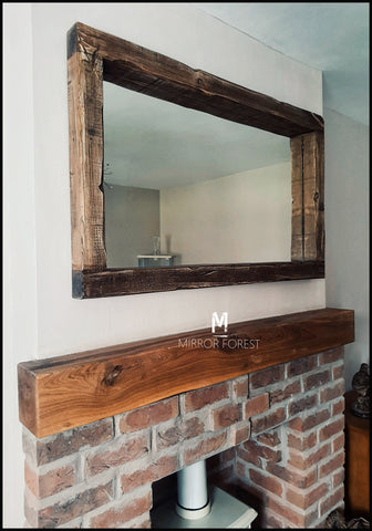 Chunky Framed Landscape - Dark Walnut Finish Rustic Mirror